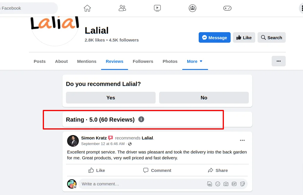 lalial Facebook Reviews