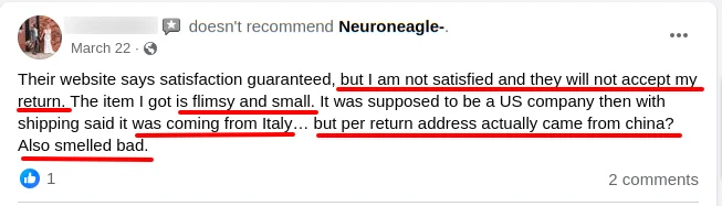 Neuroneagle Facebook Review 4