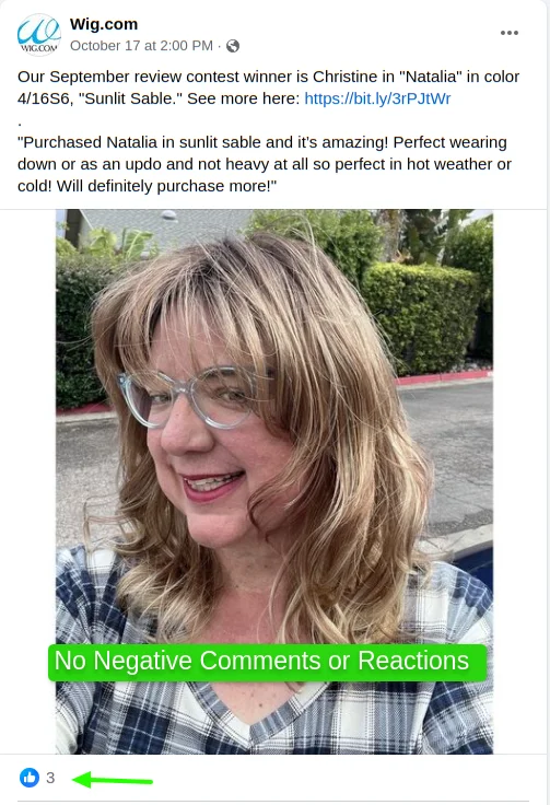 Wig.com Facebook post