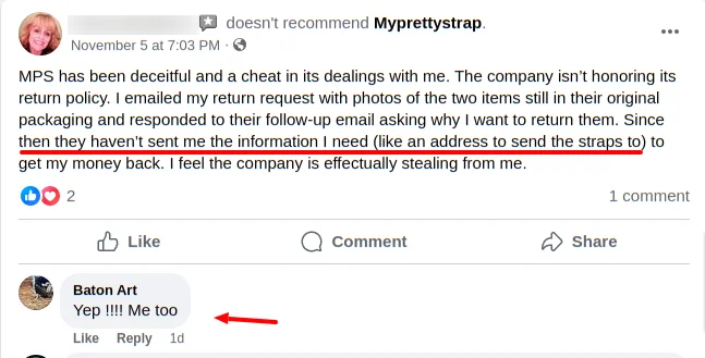 1 Myprettystrap Facebook Review 5