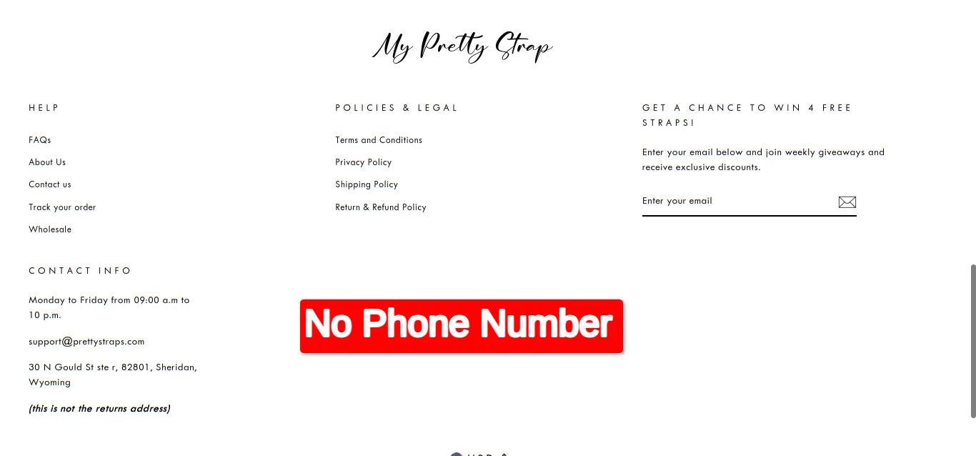 Contact Us Pretty Straps No Phone Number