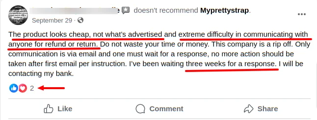 Myprettystrap Facebook Review3