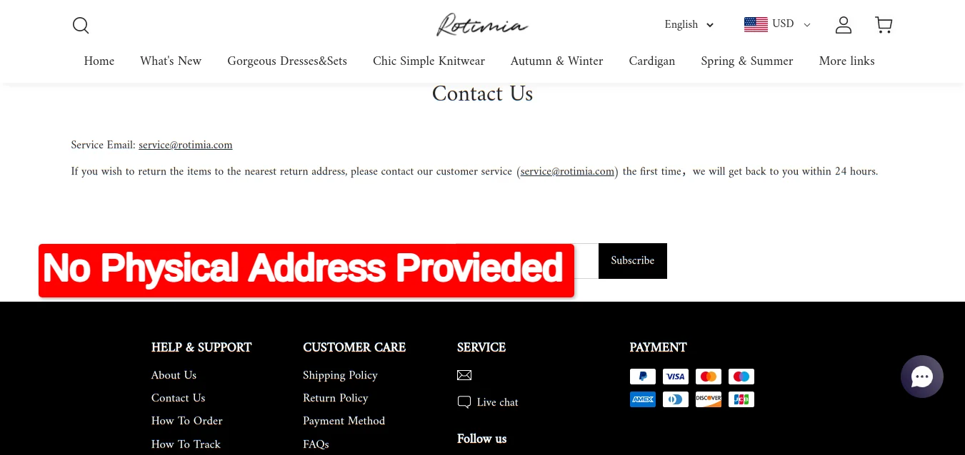 Rotimia Contact Us Page