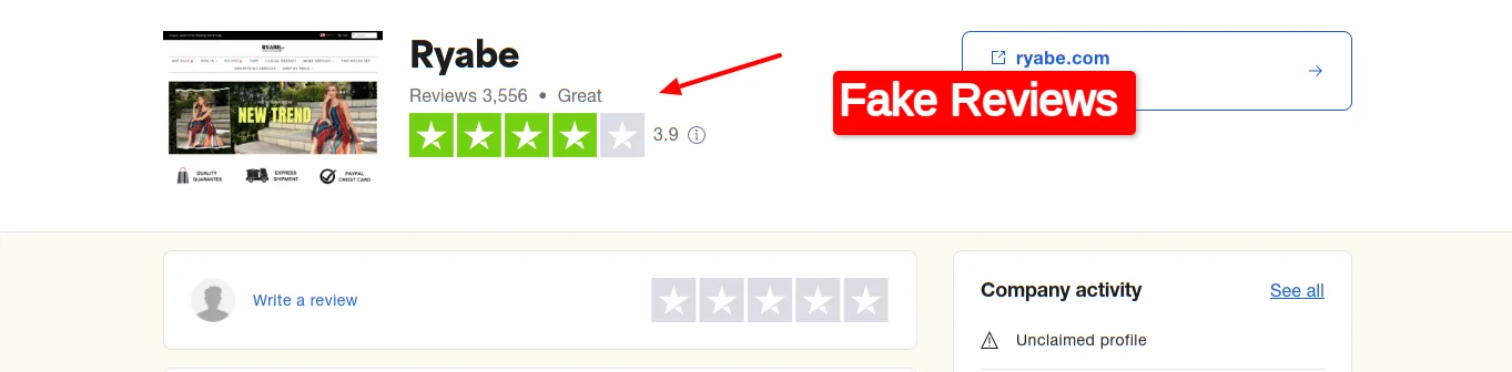 Ryabe Trustpilot Fake Reviews