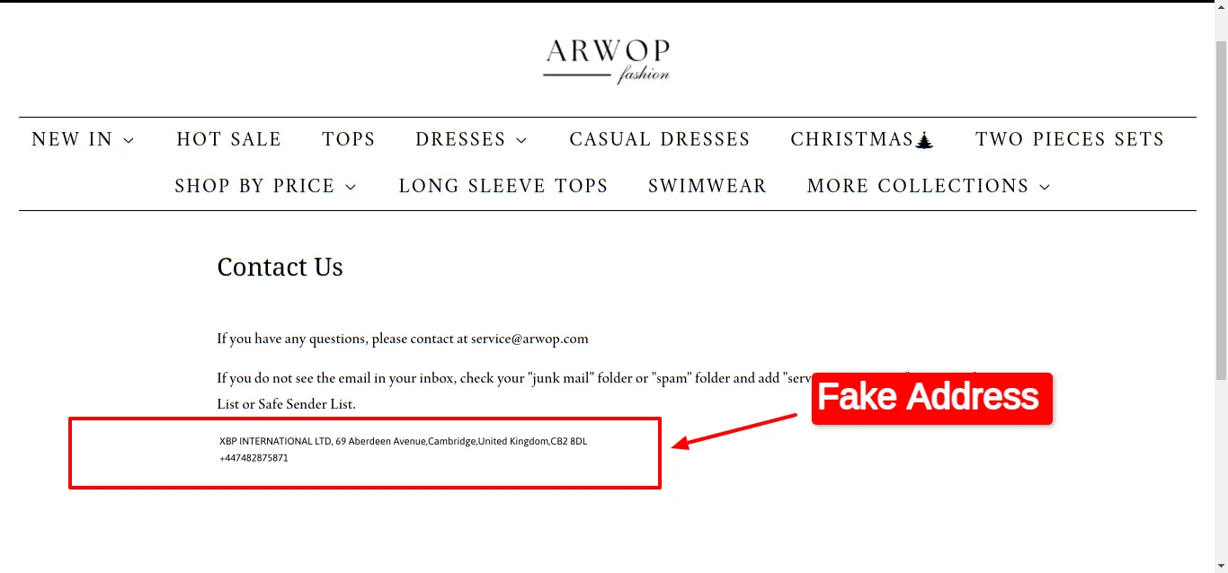 Arwop fake physical address.
