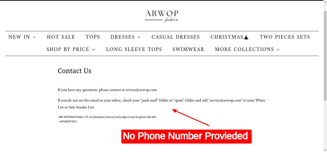 Arwop No Phone Number