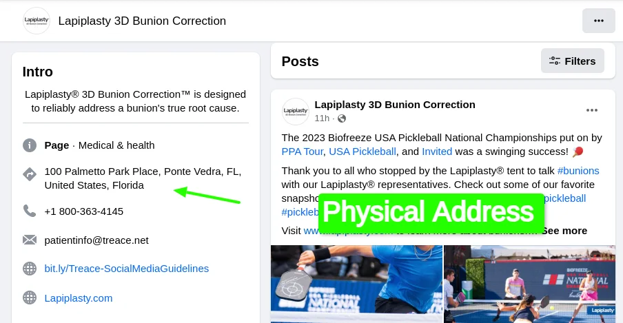 lapiplasty physical address.