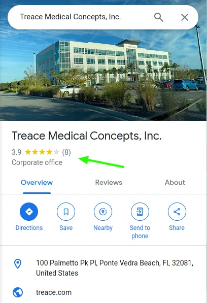 Treace Google Maps Rating