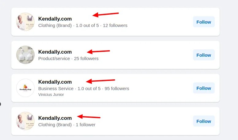 kendally Facebook Pages