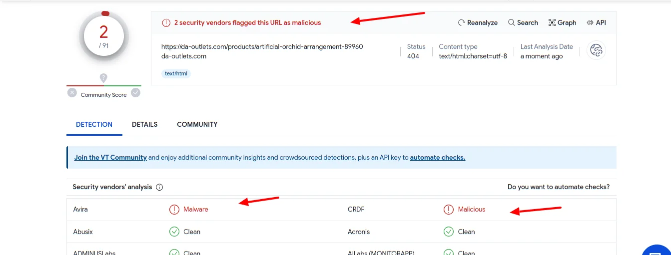 da-outlets.com Viruses