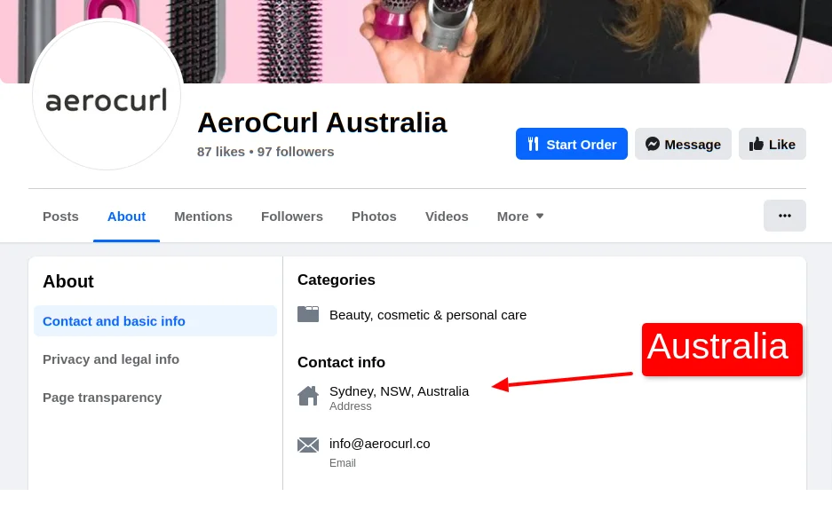 Aerocurl Facebook Page