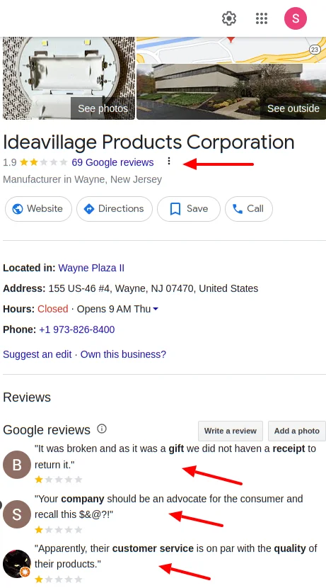 Ideavillage Products Google Maps