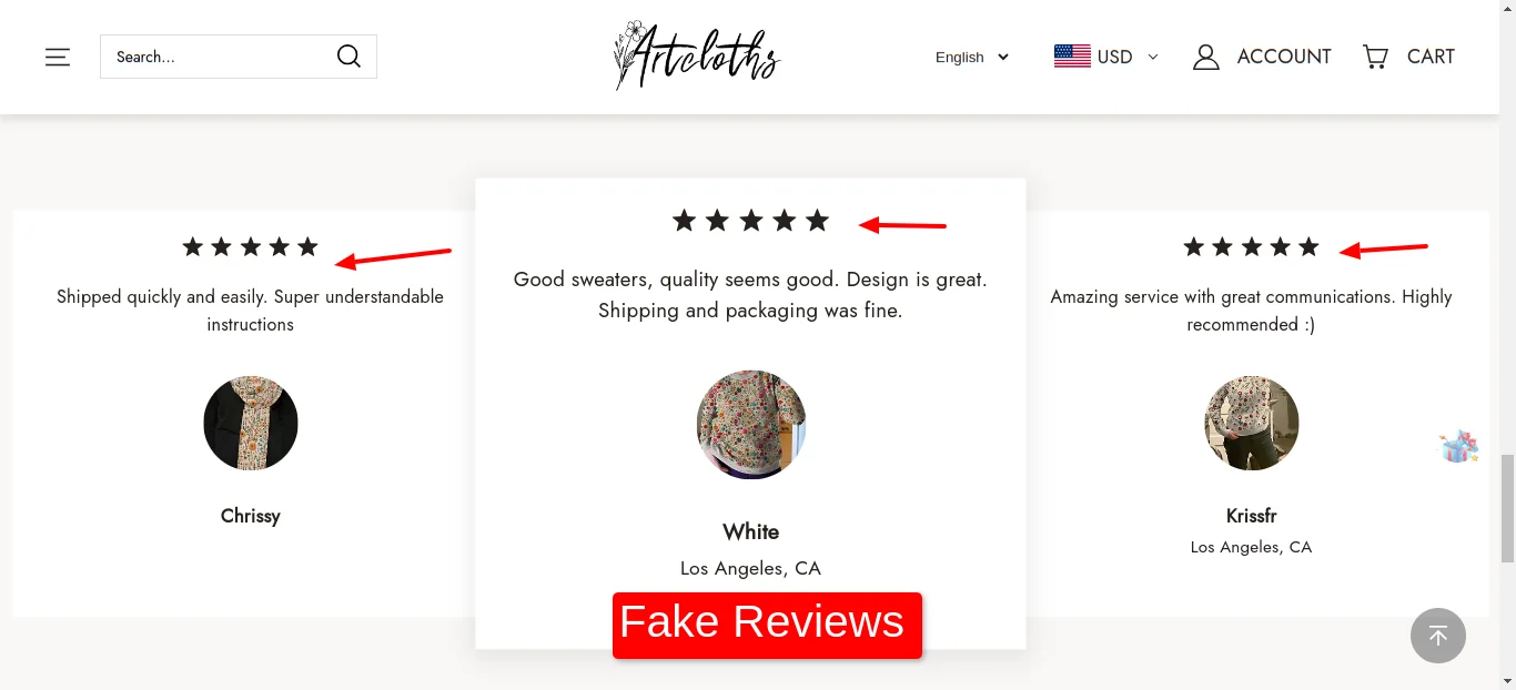 Artcloths Fake Reviews