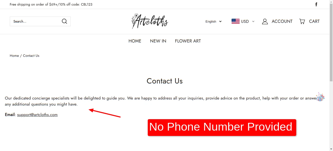 Artcloths Contact Us No Phone Number