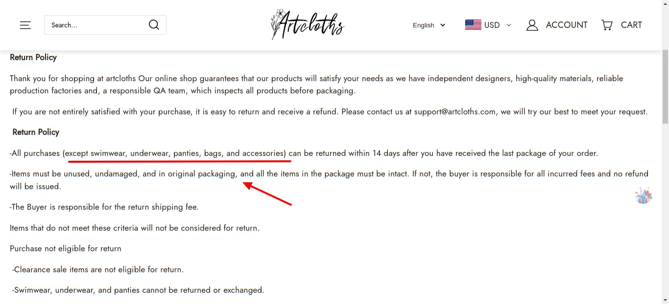 Artcloths Return Policy