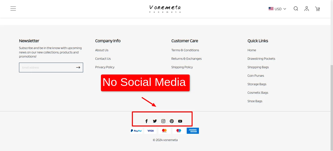 Vonemeta Com Page Custom No Social Media