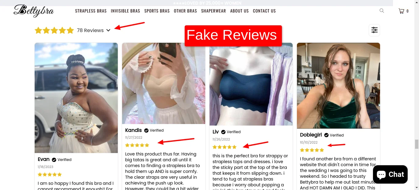 Bettybra Fake Reviews