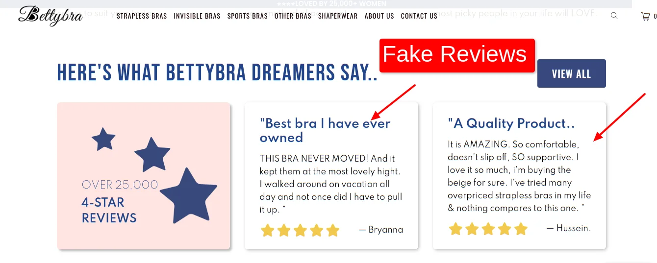 Bettybra Fake Reviews