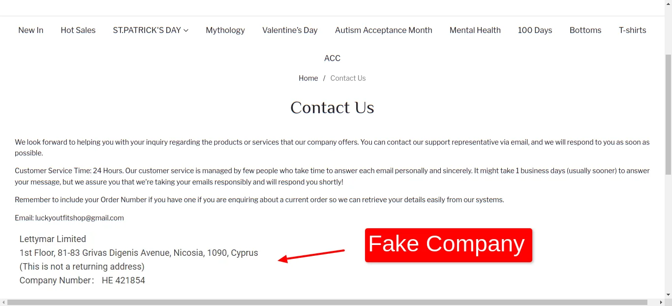 Contact Us Fake Company