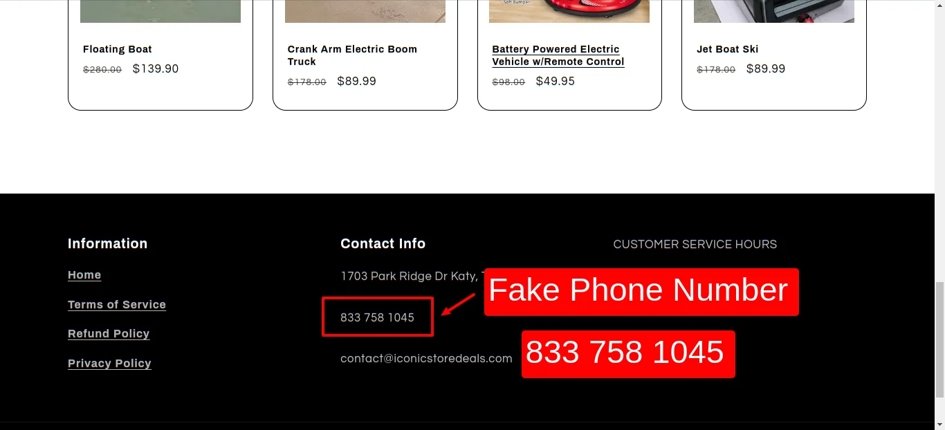 Phone Number Iconic Store