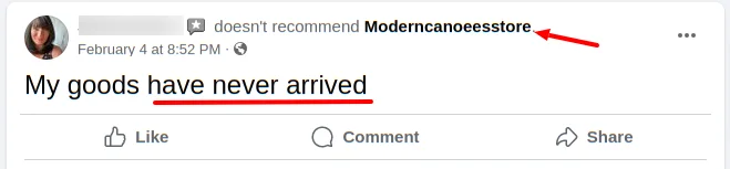 Moderncanoeesstore Facebook Review 1