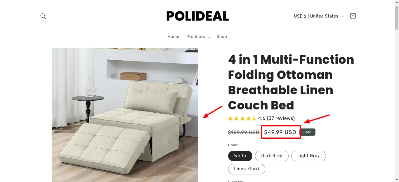 4 In 1 Multi Function Folding Ottoman Breathable Linen Couch Bed Price Polideal